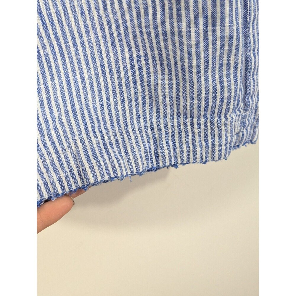 Melissa Nepton Striped Pants Blue White Linen Cropped Elastic Waist Nautical XS - Picture 7 of 12